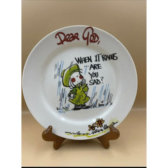 Royal Norfolk Dear God Porcelain Plate And Saucer‎ When It Rains Are You Sad - Picture 2 of 11